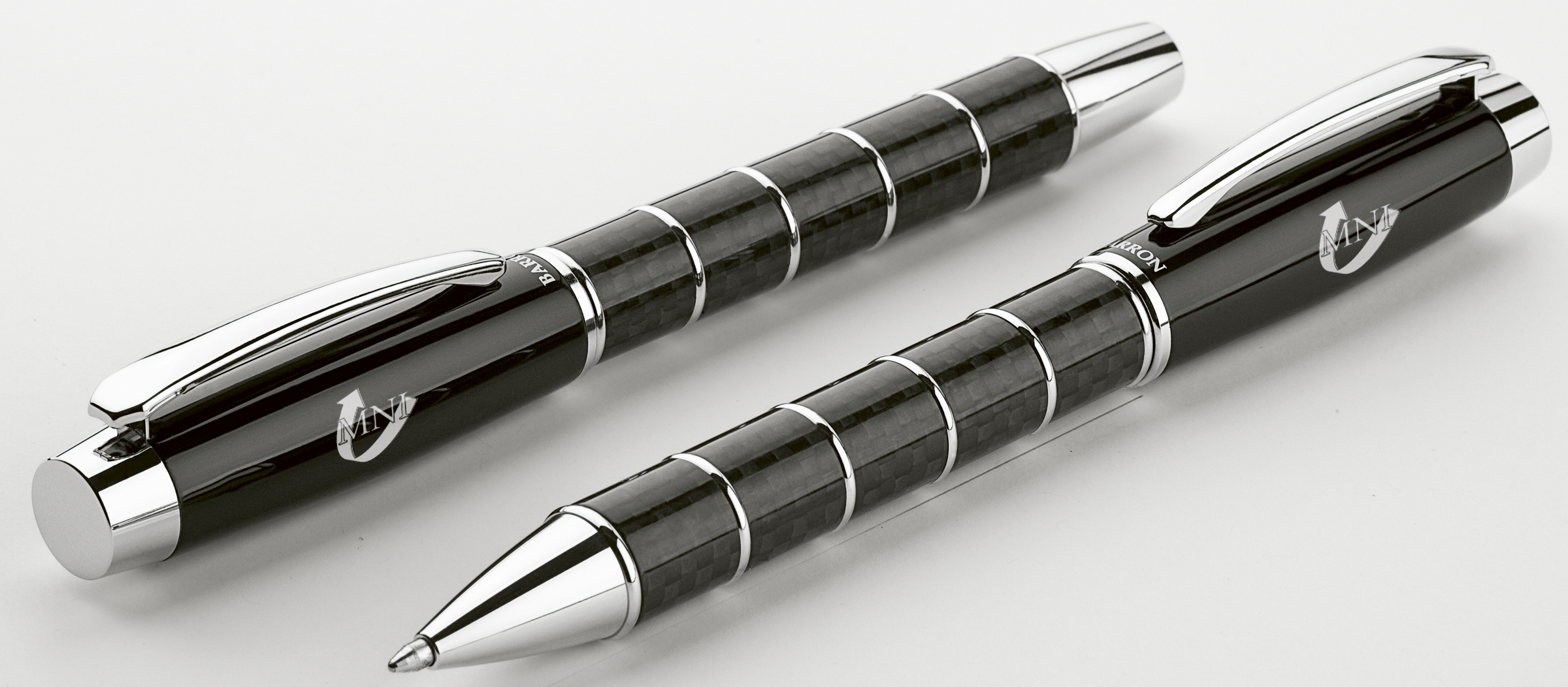 Brass Ballpoint Pen with Chrome and Carbon Fibre Barrel