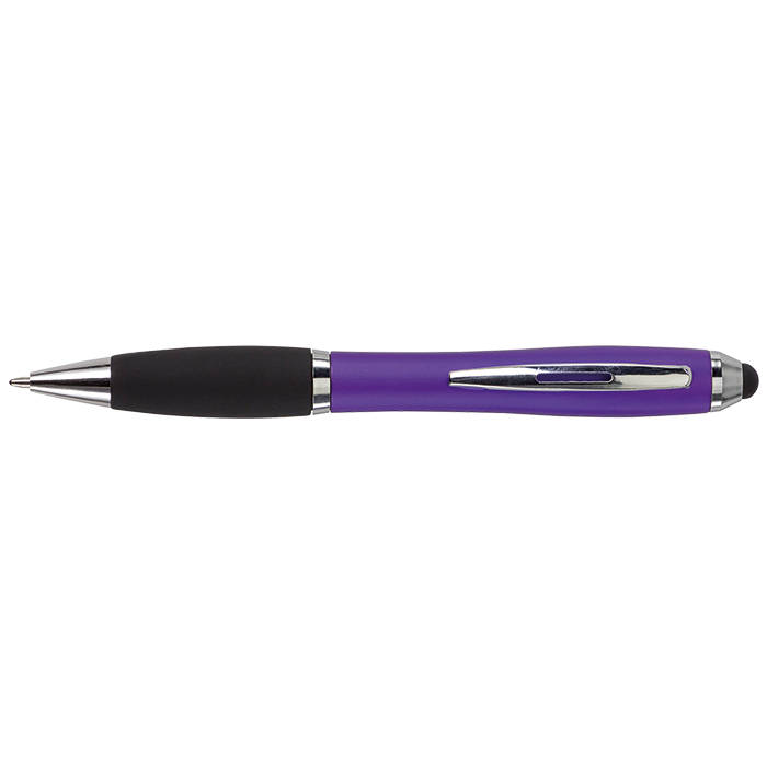 Ballpoint Pen with Rubber Grip and Stylus