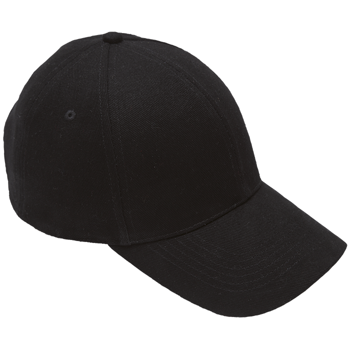 6 Panel Brushed Cotton Cap  Black / STD / Regular - 