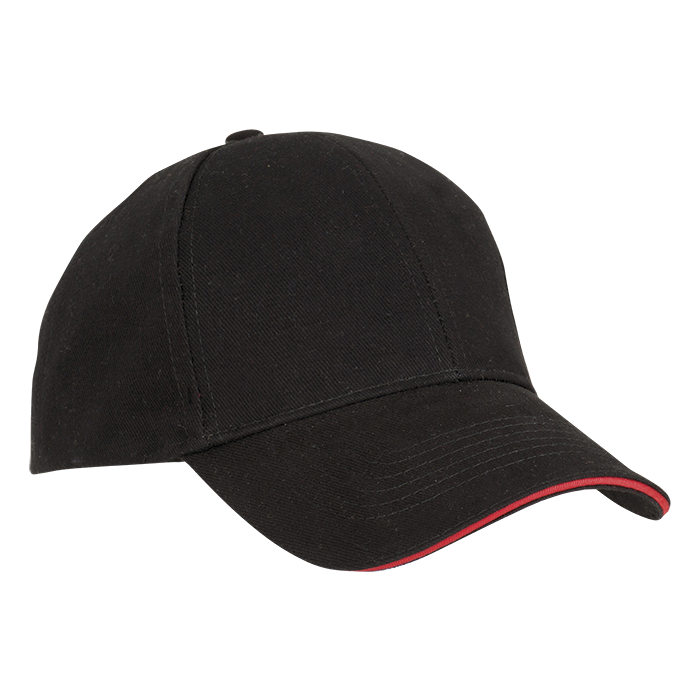 6 Panel Sandwich Peak Cap Black/Red / STD / Regular - Caps