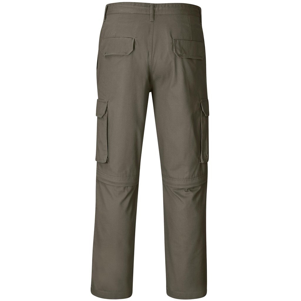 Mens Cargo Zip Off Pants  - Brown