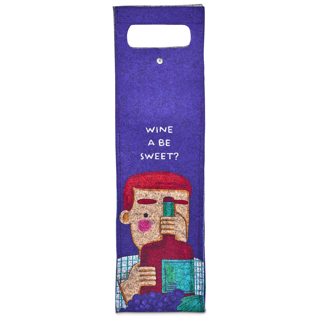 Custom Velto RPET Felt Single Wine Bottle Carrier