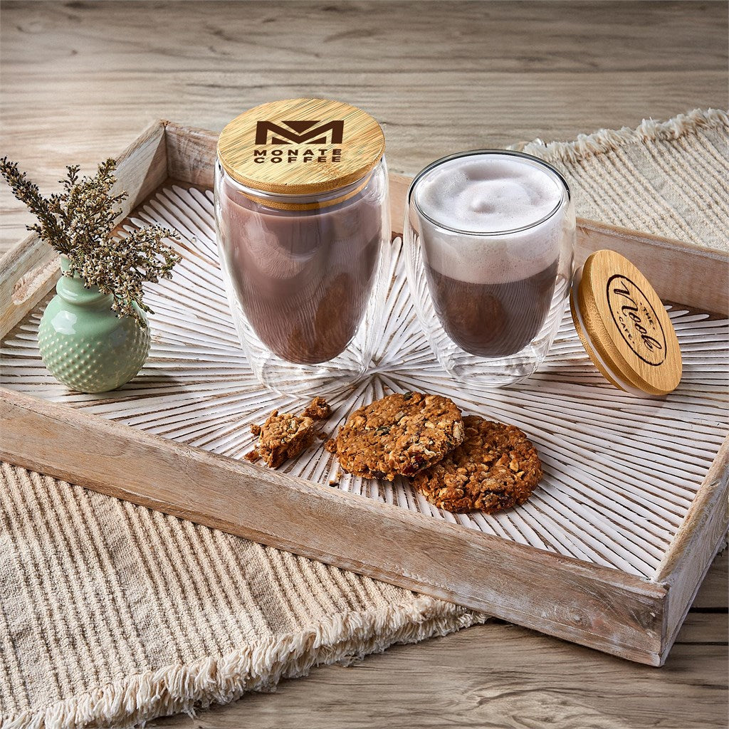 Moco Glass & Bamboo Double-Wall Cup - 350ml