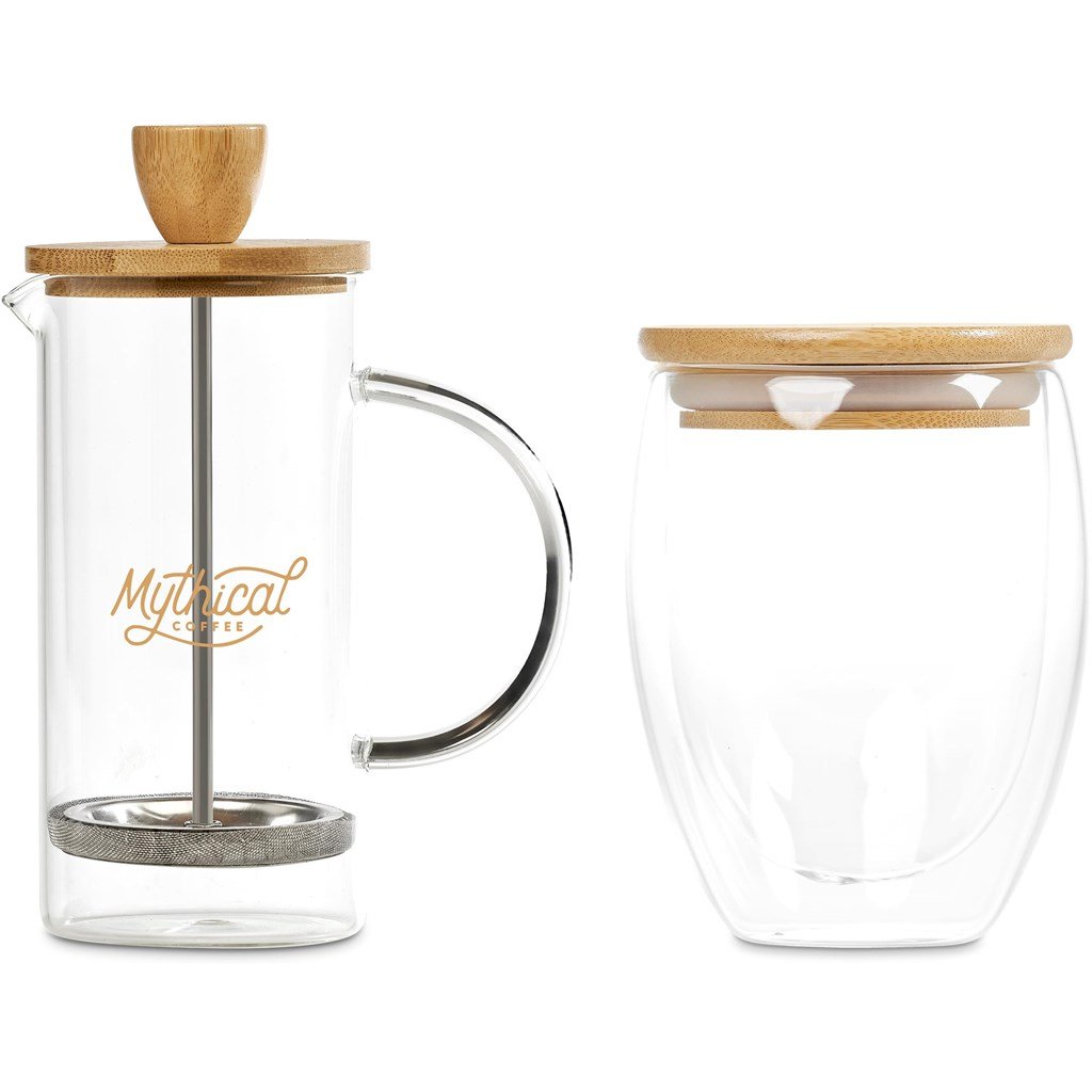 Aibo Glass & Bamboo Coffee Set