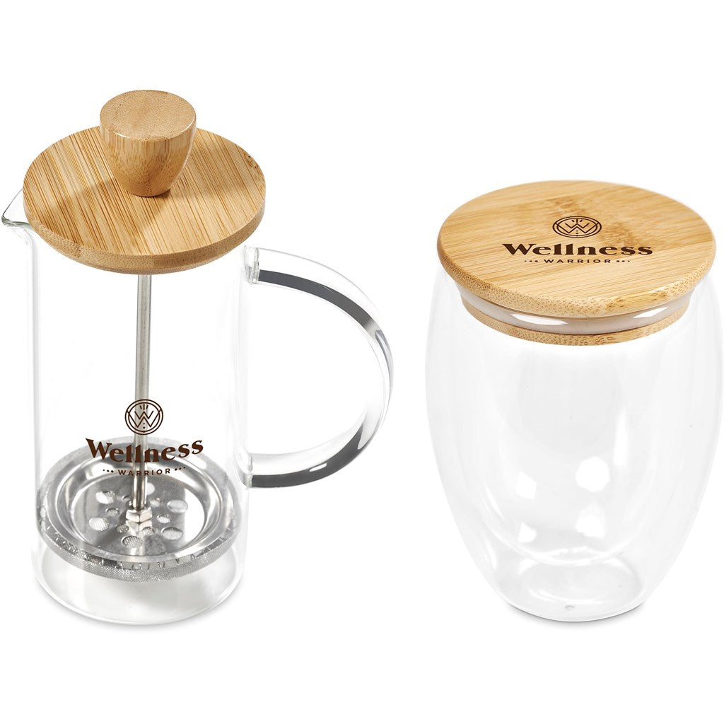Aibo Glass & Bamboo Coffee Set