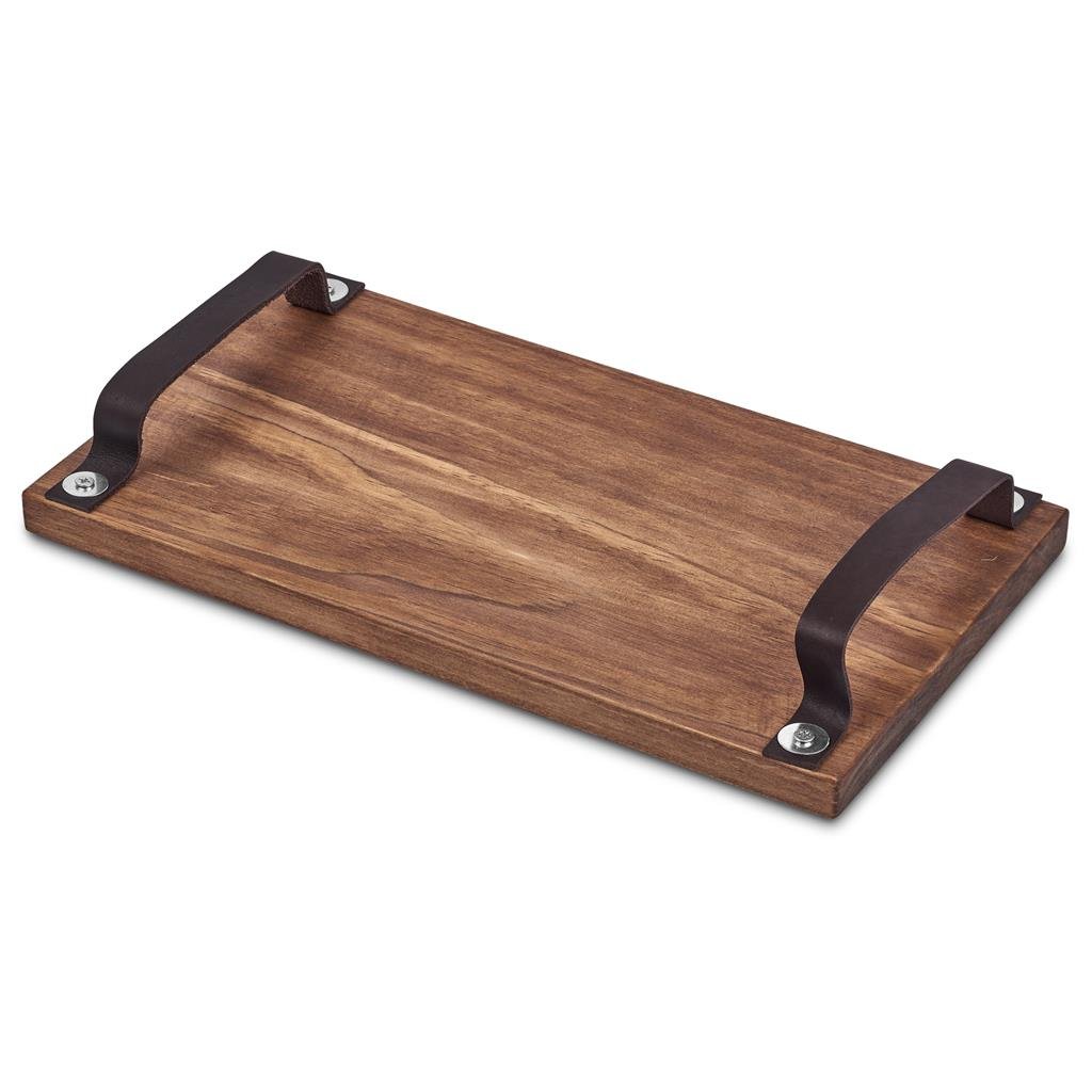 Large Farm Style Wooden Tray with Leather Straps
