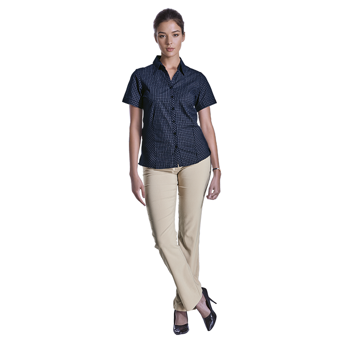 Ladies Pioneer Check Blouse Short Sleeve