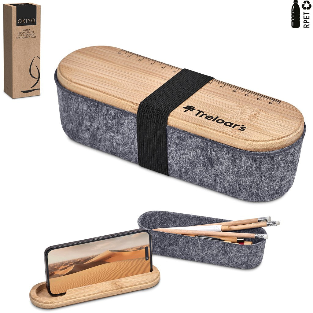 Byoga Recycled PET Felt & Bamboo Stationery Case