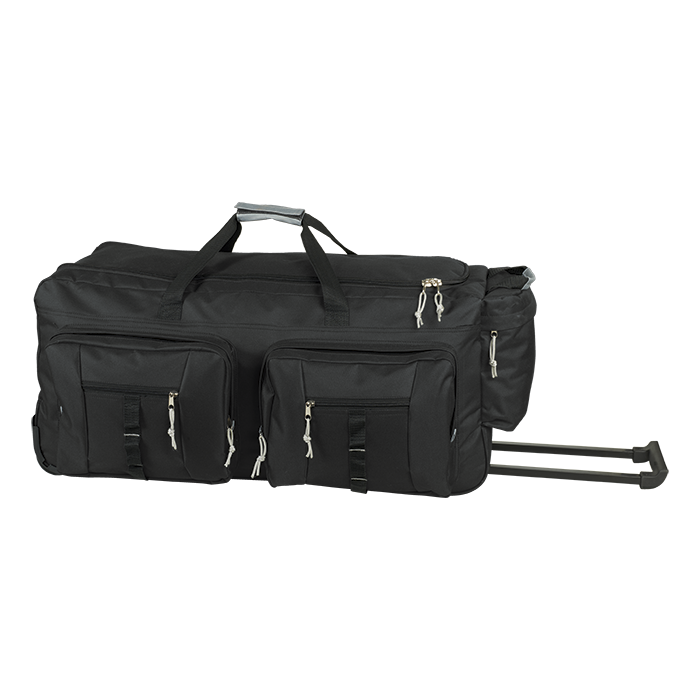 BB0161 - Dual Front Pocket Rolling Travel Duffel Black / STD