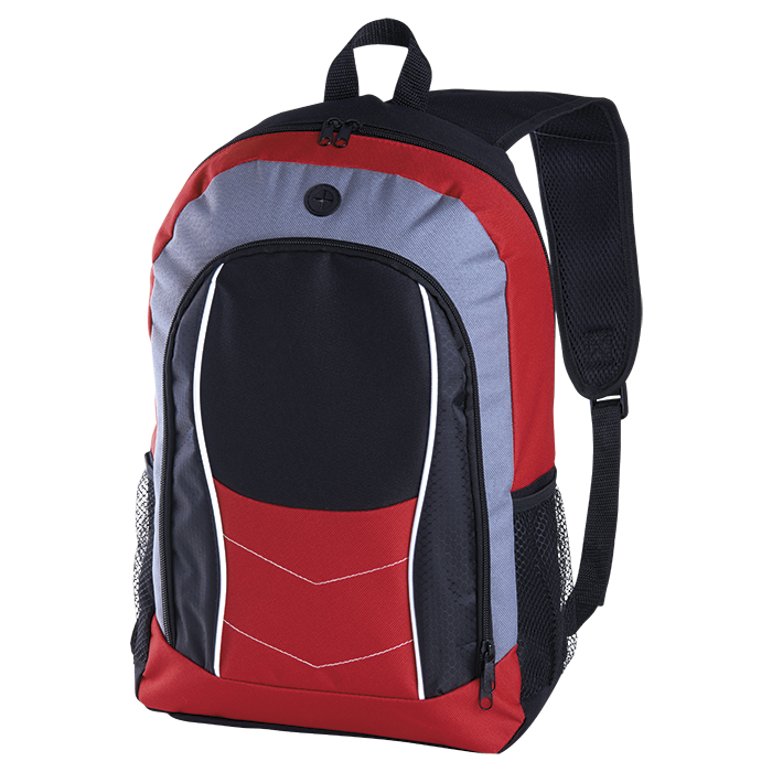 BB0163 - Arrow Design Backpack with Front Flap Red / STD / 