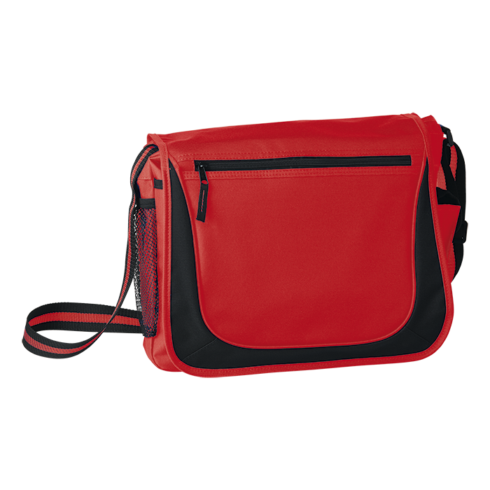 BB0166 - Messenger Bag with Coloured Stripe Strap Red / STD 