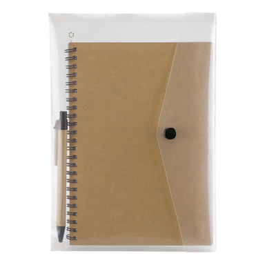 BF0046 - Spiral Notebook with Pen and Snap Pouch Natural / 