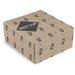 Corrugated cardboard gift box shown in a closed position and custom branded.