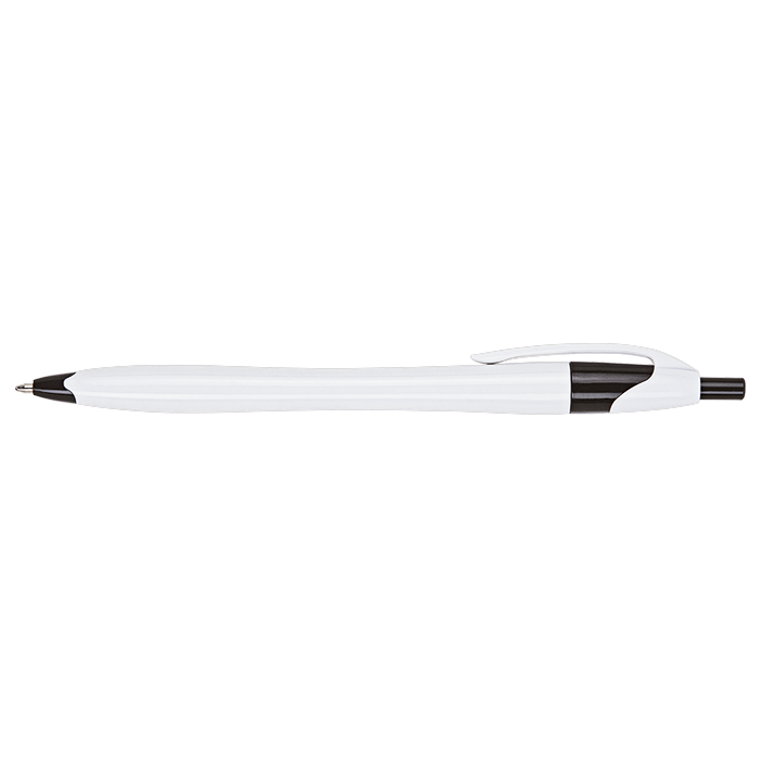 BP0015 - Slim White Barrel Ballpoint Pen Black / STD / Regular - Writing Instruments