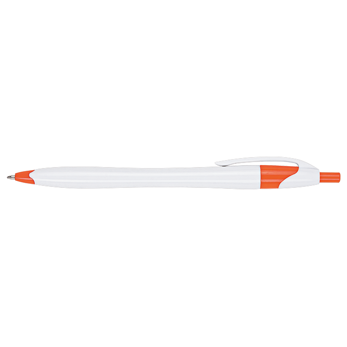 BP0015 - Slim White Barrel Ballpoint Pen Orange / STD / Regular - Writing Instruments