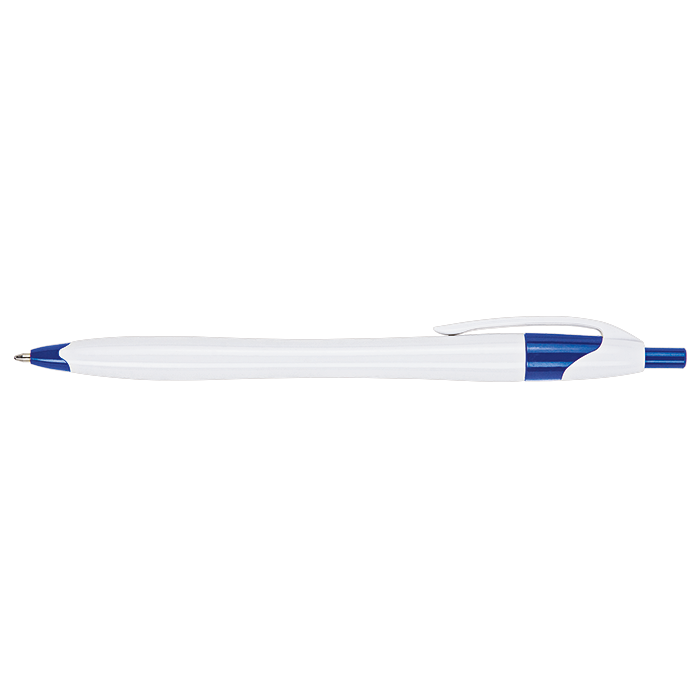 BP0015 - Slim White Barrel Ballpoint Pen Blue / STD / 