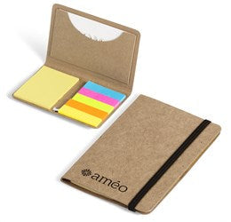 Caption Business Card Holder & Sticky Flags-Natural-NAT