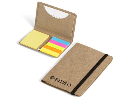 Caption Business Card Holder & Sticky Flags-Natural-NAT