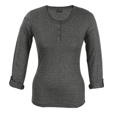 145g Henley Long Sleeve T-Shirt Ladies Charcoal Melange / XS / Last Buy - T-Shirts
