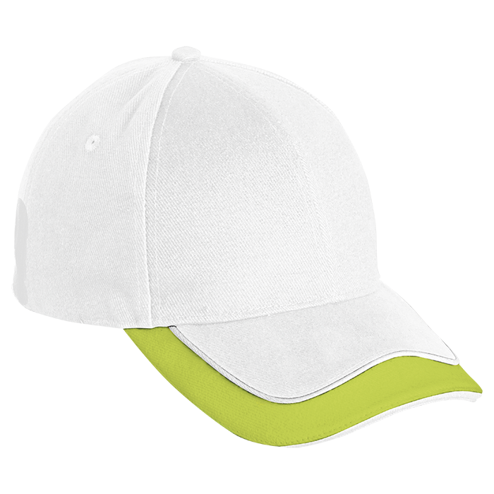 6 Panel Cruise Cap White/Lime/Black / STD / Last Buy - Caps