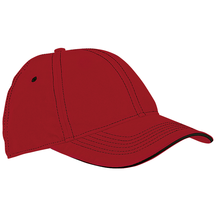 6 Panel Microfibre Stitch Cap Red/Black / STD / Last Buy - Caps