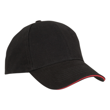 6 Panel Sandwich Peak Cap  Black/Red / STD / Regular 