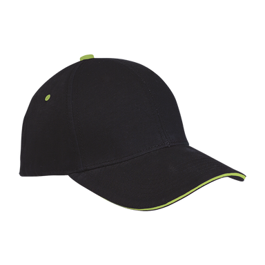 6 Panel Single Jersey Cap  Black/Lime / STD / Last 