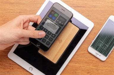 Bamboo Anti-microbial Wireless Powerbank charging mobile phone and tablet