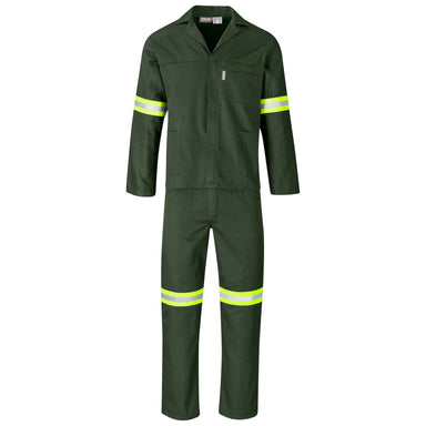 Acid Resistant Polycotton Conti Suit - Reflective Arm & Legs - Yellow Tape-32-Olive-OL