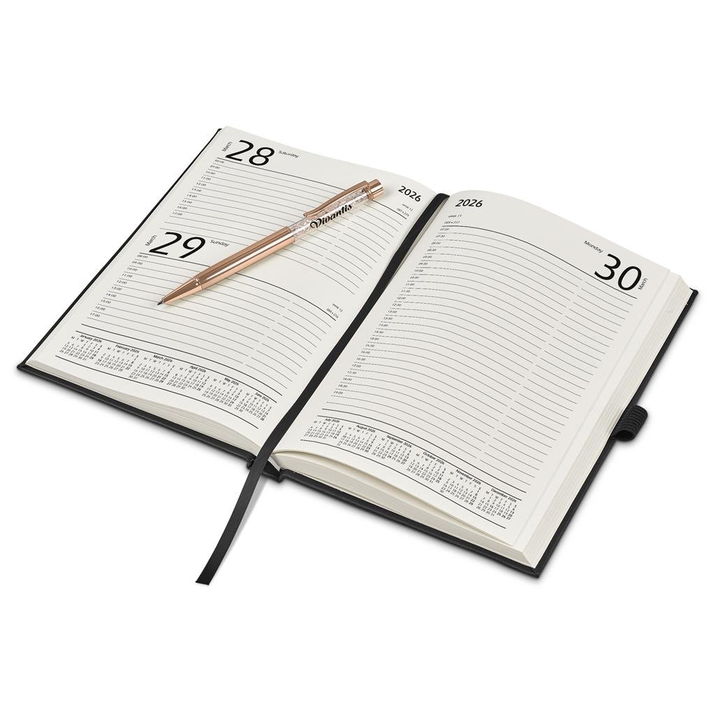 Advantage A5 2026 Diary & Hailey Pen Set BLACK - Diaries 2026,Diaries 2026,Diary Sets