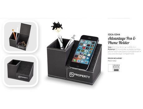 Advantage Pen And Phone Holder-Black-BL