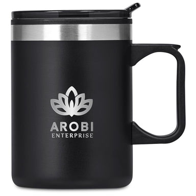 Angelo Stainless Steel & Plastic Double-Wall Mug – 360ml BLACK - Travel Mugs and Tumblers,Drinkware