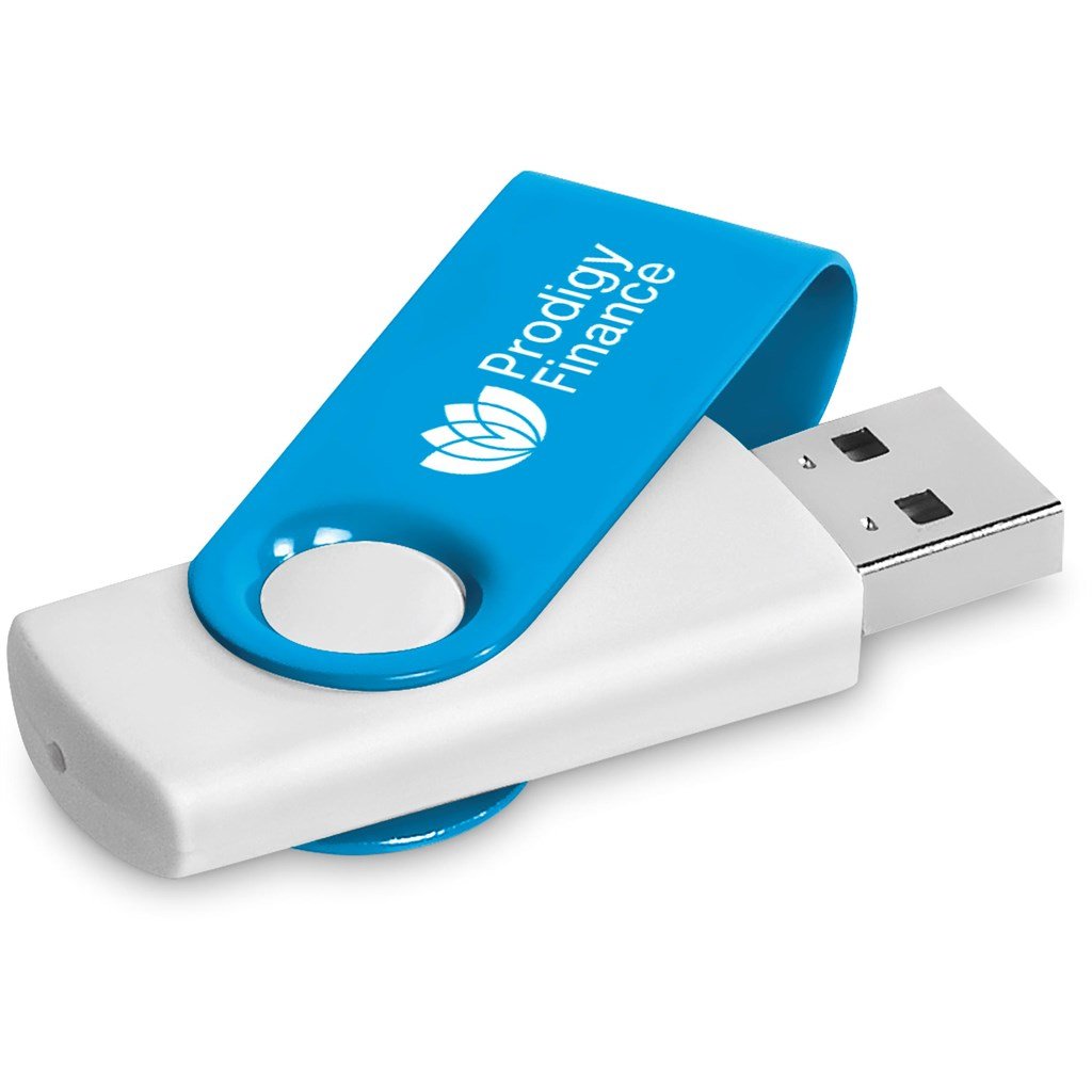 Axis Gyro White Flash Drive - 16GB / CYAN - Drives,Flash Drives