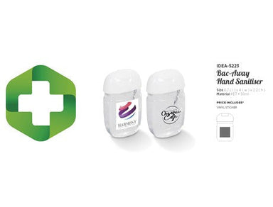 Bac-Away Gel Hand Sanitiser - 30ml-Solid White-SW