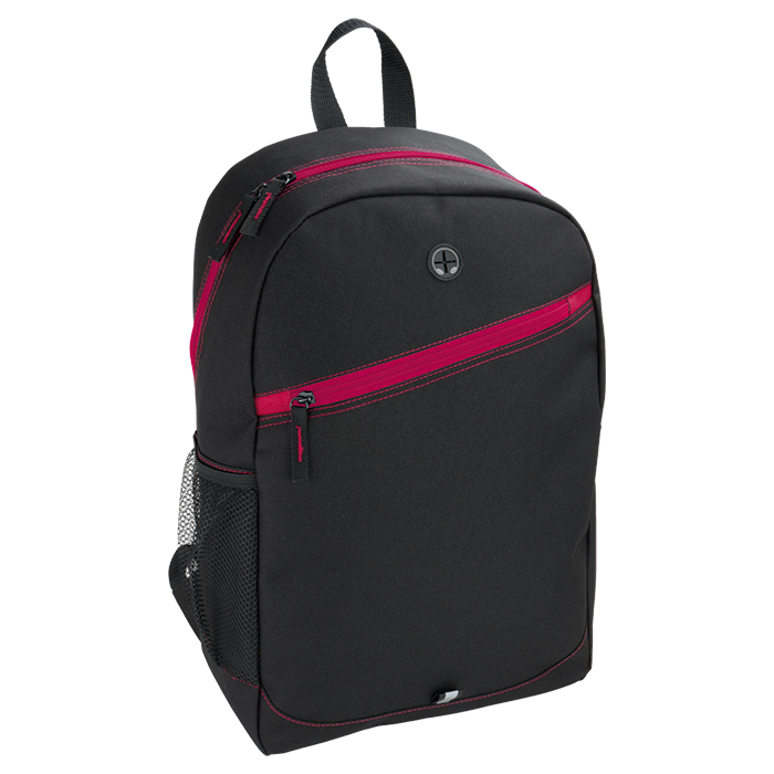 Backpack With Contrast Colour Diagonal Zip Red / STD / Regular - Backpacks