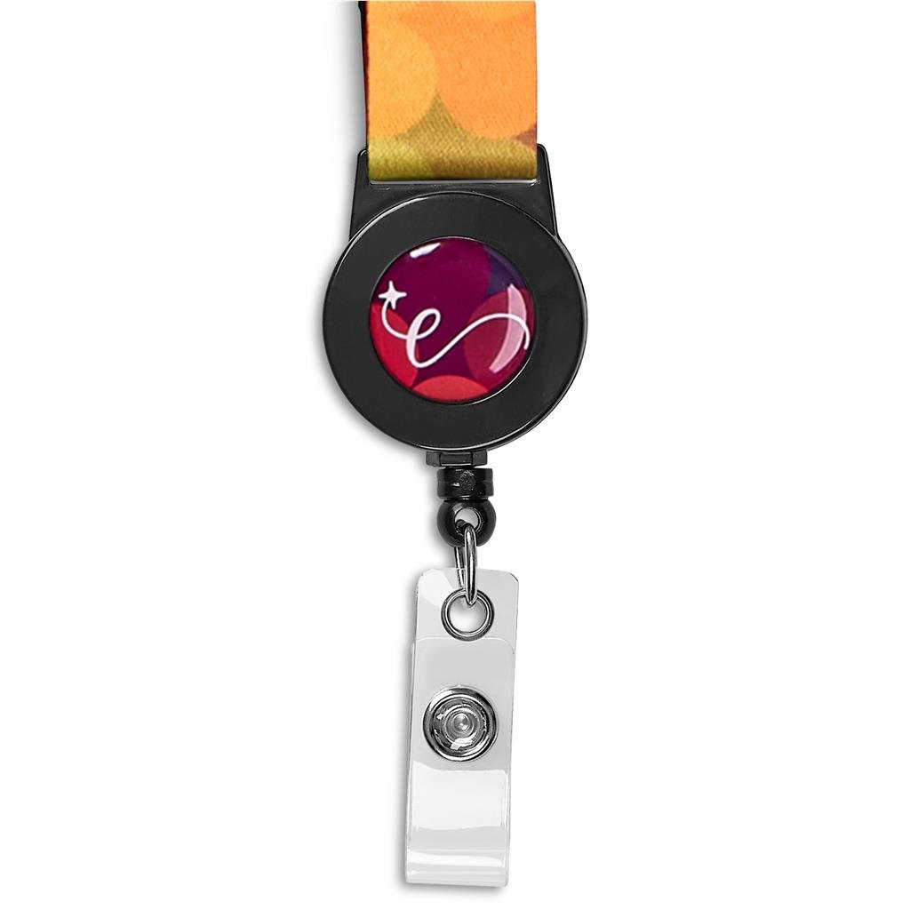 Badge Reel Double-Sided Satin Lanyard BLACK - Lanyards,Lanyards,Custom Lanyards Wrist Straps and Keyholders,Custom Keyholders