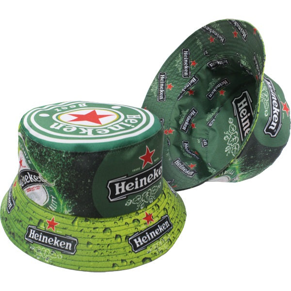 Reversable Bucket hat branded showing the outside and inside
