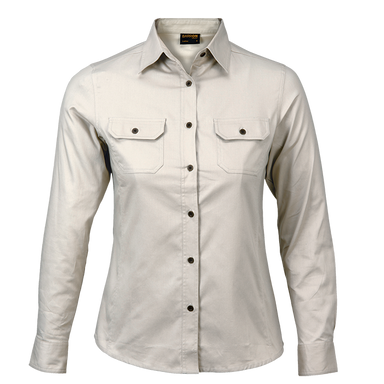 Bush Shirt Long Sleeve Ladies Stone / XL / Regular - Shirts-Outdoor