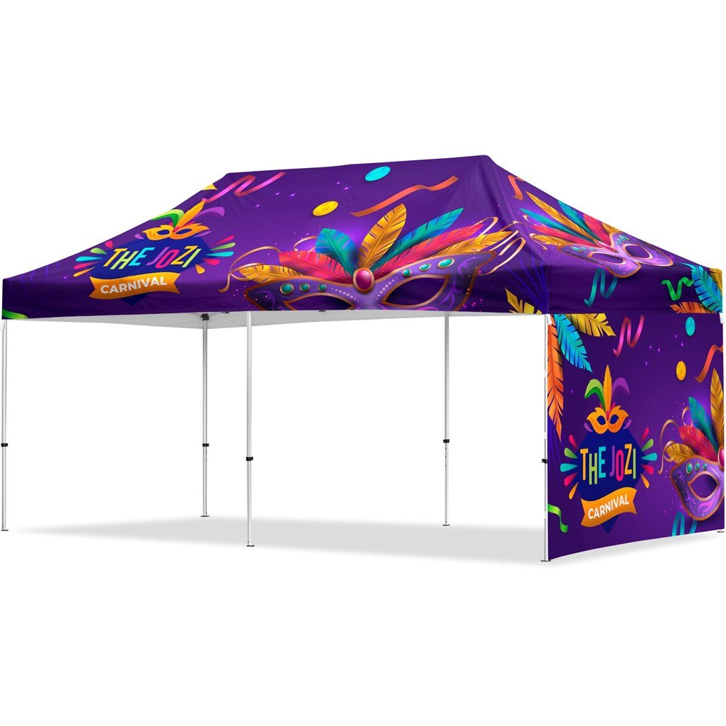 Coated Steel Sublimated Gazebo 6m x 3m - 1 Short Full-Wall Skin - Gazebos