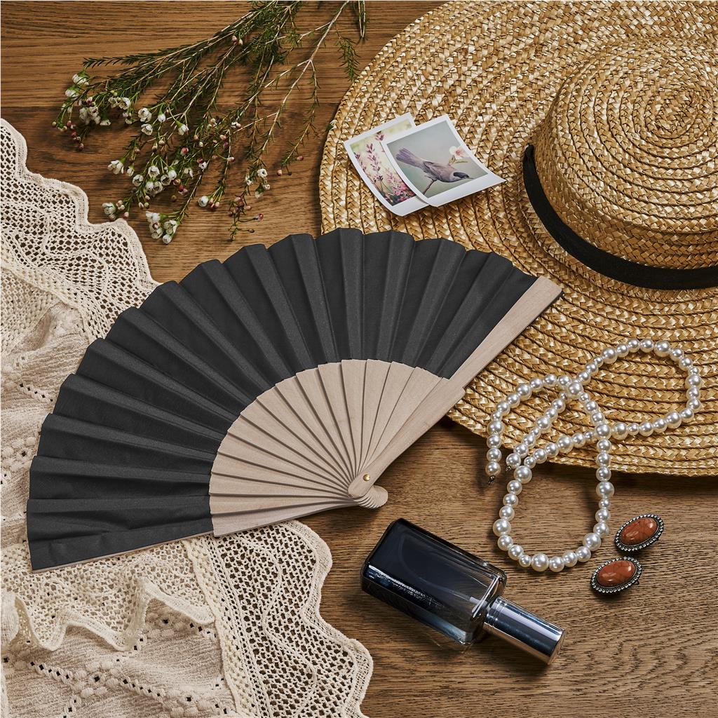 Emika Folding Hand Fan BLACK - Pamper Gifts,Personal Care
