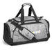 Branded grey duffel bag