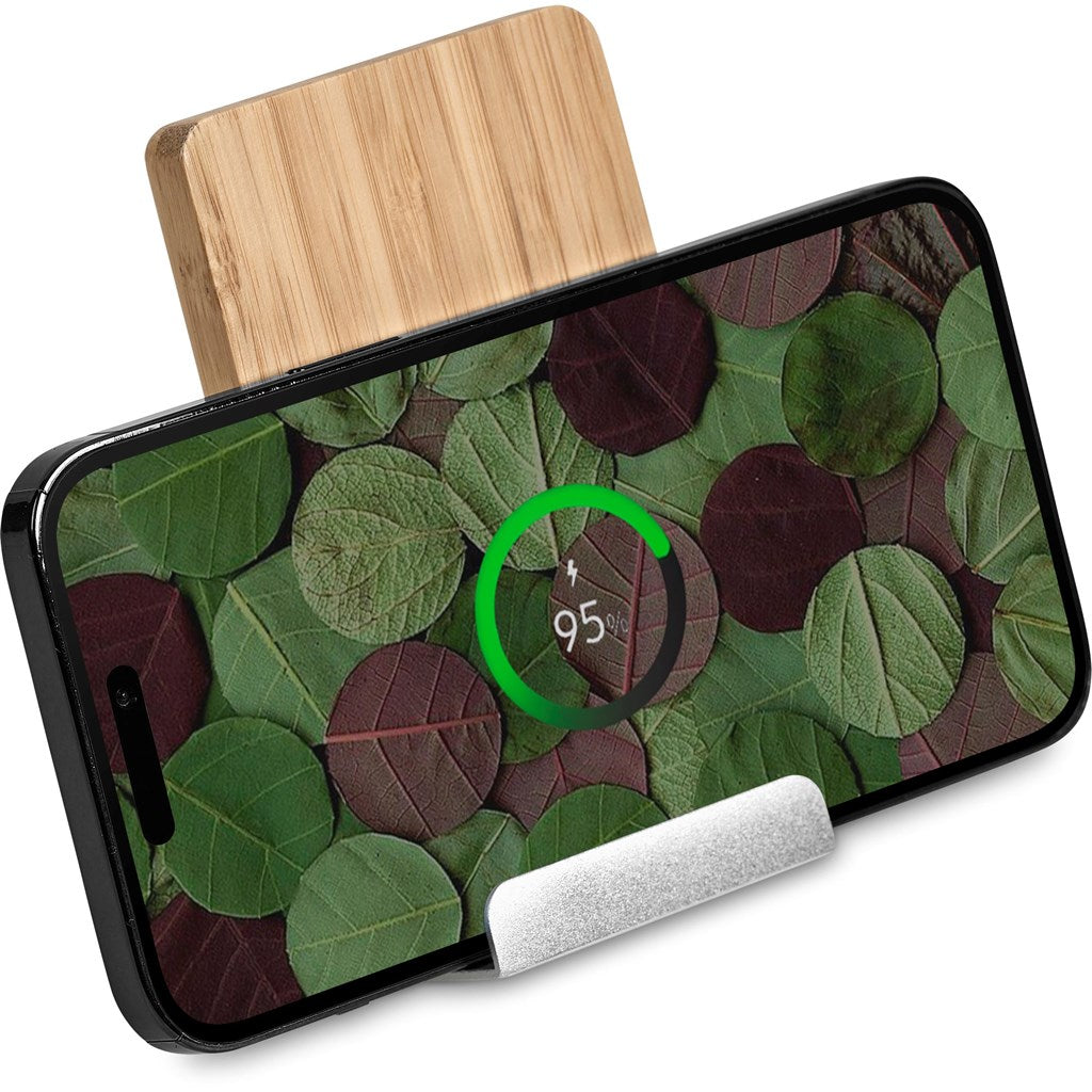 Hakka Bamboo & Recycled Aluminium Wireless Charging Phone Stand NATURAL - Chargers,Bamboo Products,Technology