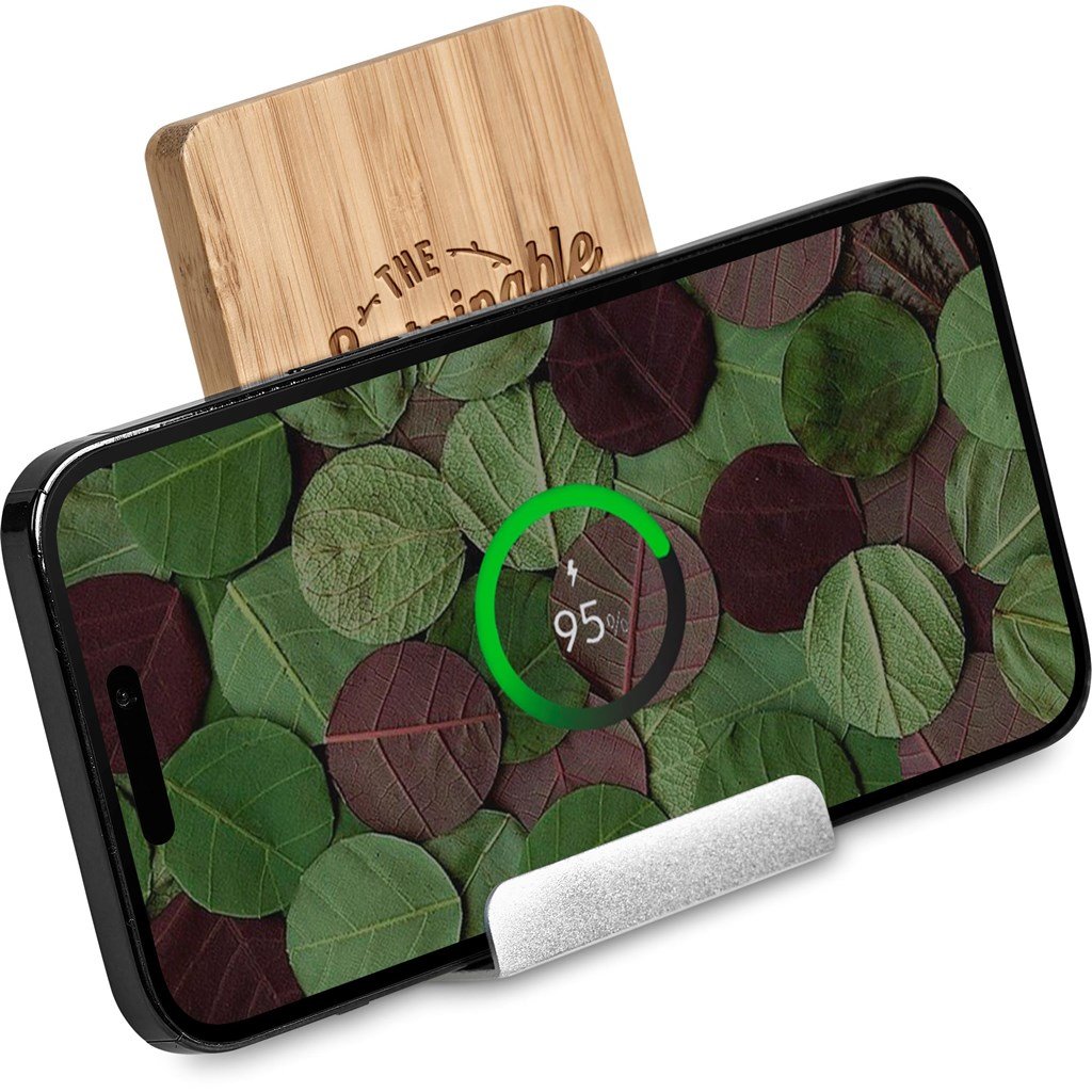 Hakka Bamboo & Recycled Aluminium Wireless Charging Phone Stand NATURAL - Chargers,Bamboo Products,Technology