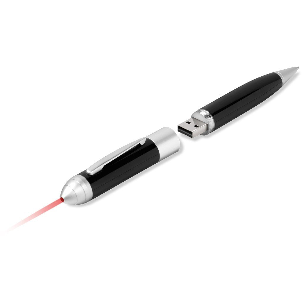 Kilobyte USB Pen & Laser Pointer - 8GB - Black Only / BL