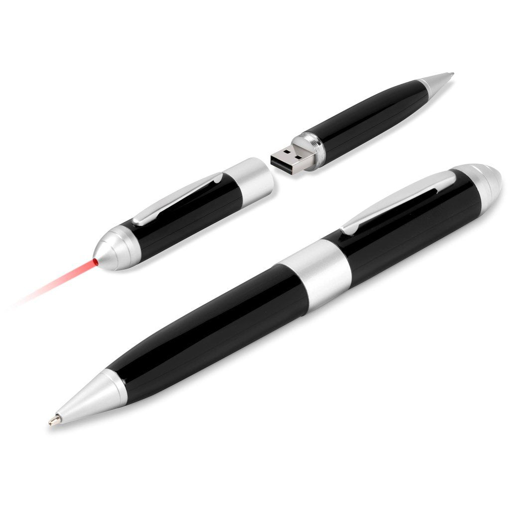 Kilobyte USB Pen & Laser Pointer - 8GB - Black Only / BL
