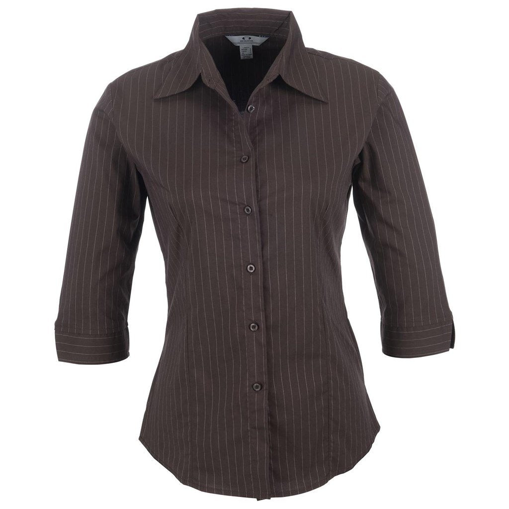 Ladies 3/4 Sleeve Manhattan Striped Shirt - Brown Old S / BROWN OLD - Lounge Shirts,Lounge Shirts