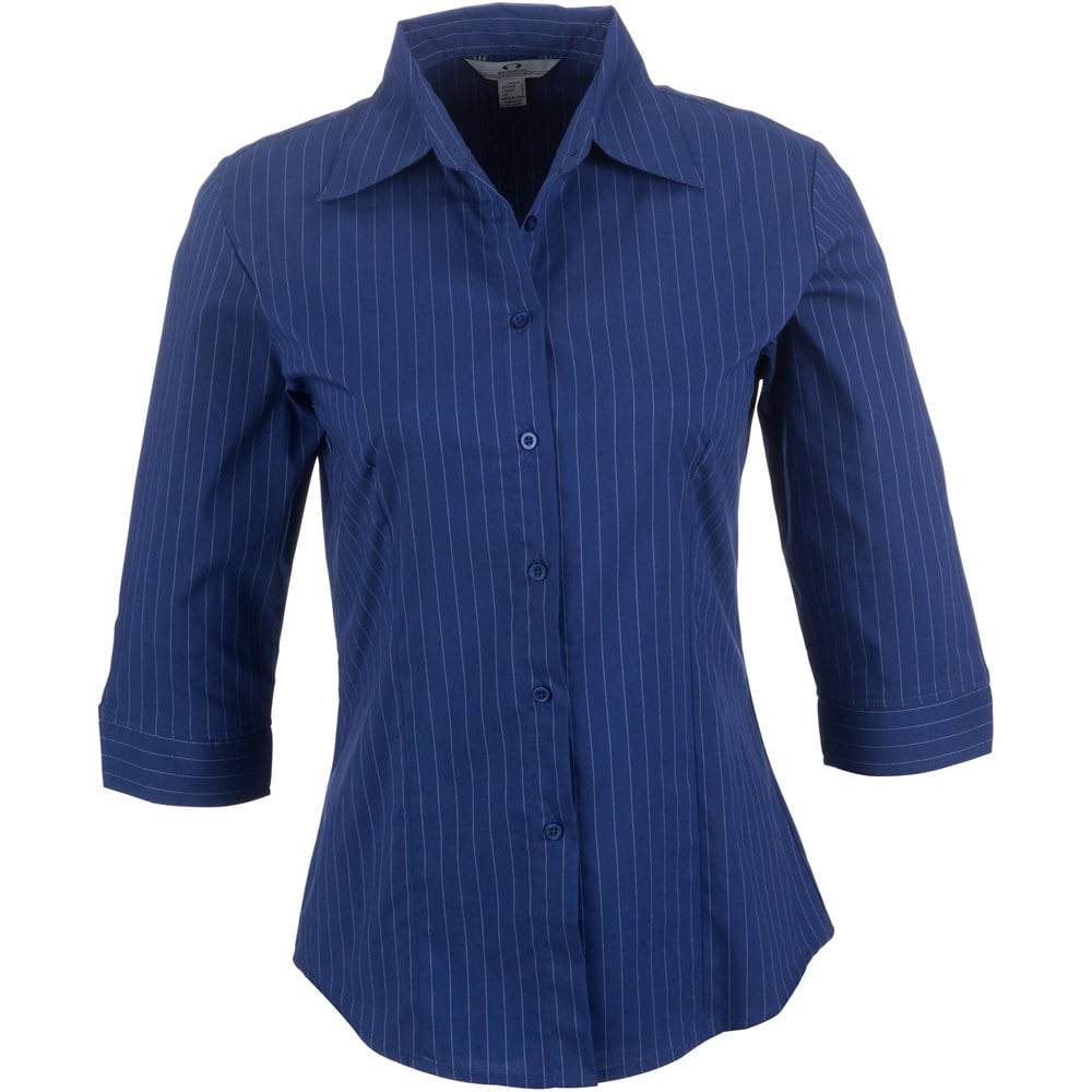 Ladies 3/4 Sleeve Manhattan Striped Shirt - Light Blue - Shirts & Tops