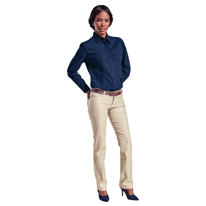 Ladies Basic Poly Cotton Blouse Long Sleeve - Shirts-Corporate