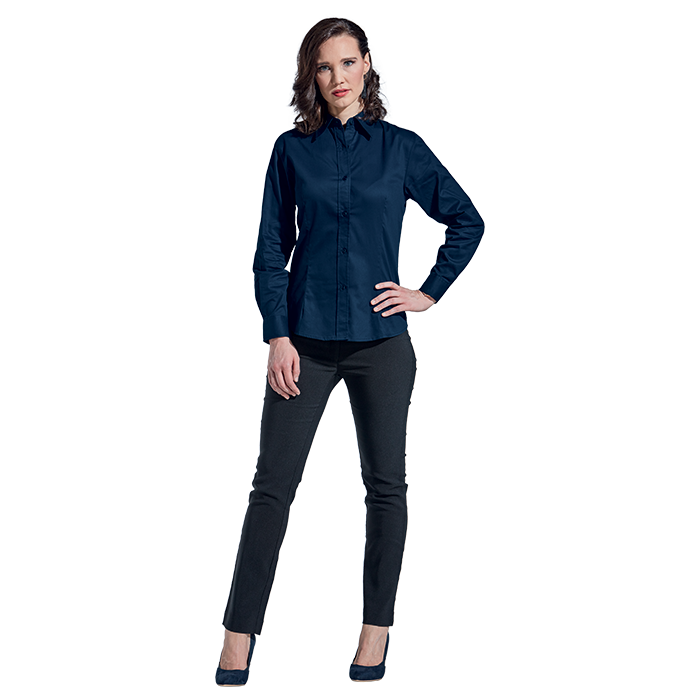 Ladies Brushed Cotton Twill Blouse Long Sleeve - Shirts-Corporate