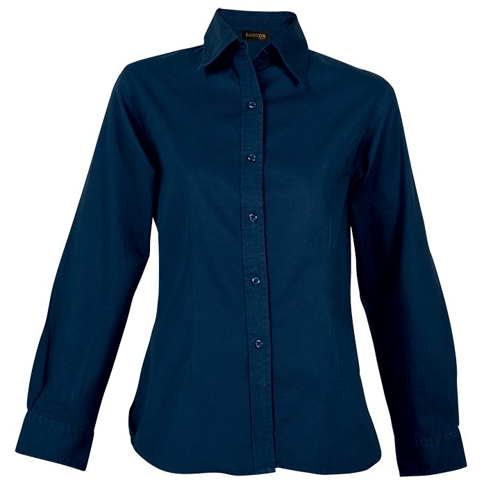 Ladies Brushed Cotton Twill Blouse Long Sleeve Navy / 3XL / Regular - Shirts-Corporate